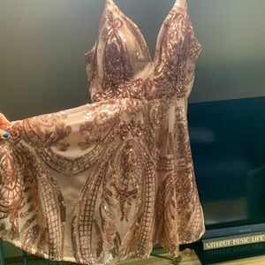 Pink sequined mini dress